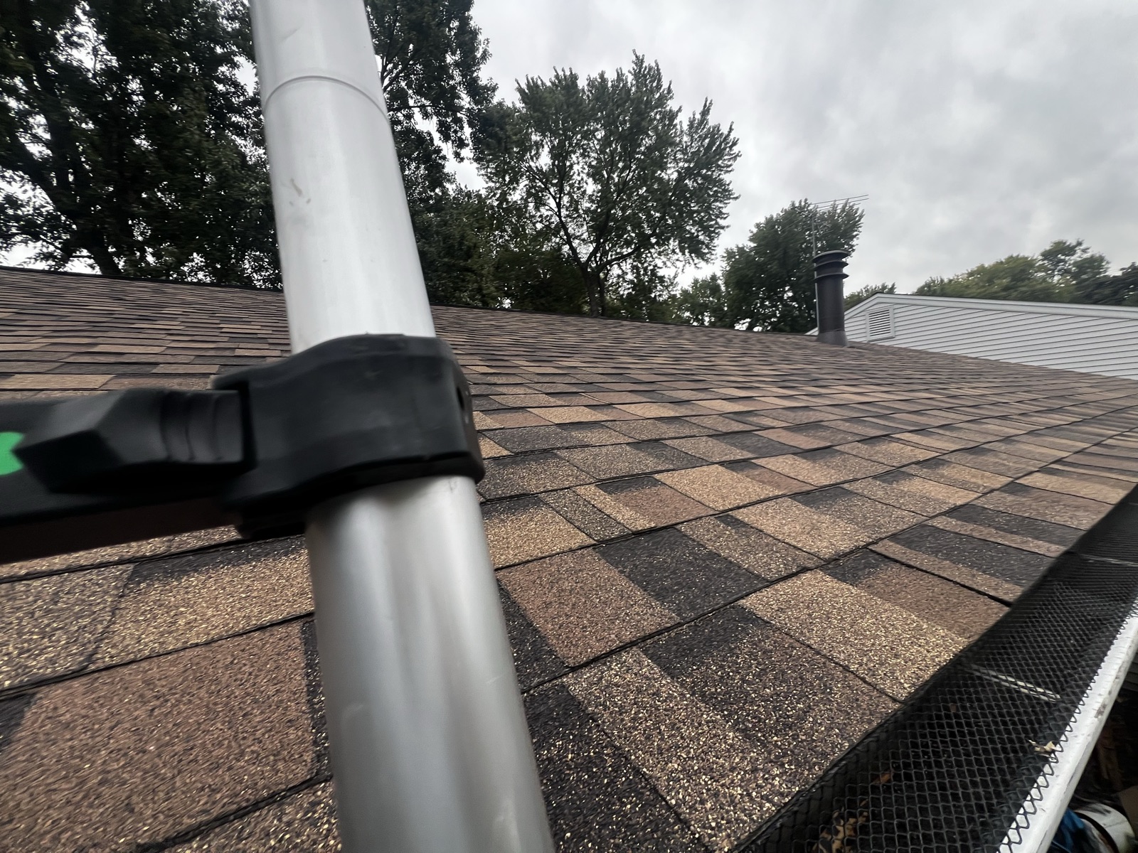 Gutter section showing hanger spacing and pitch