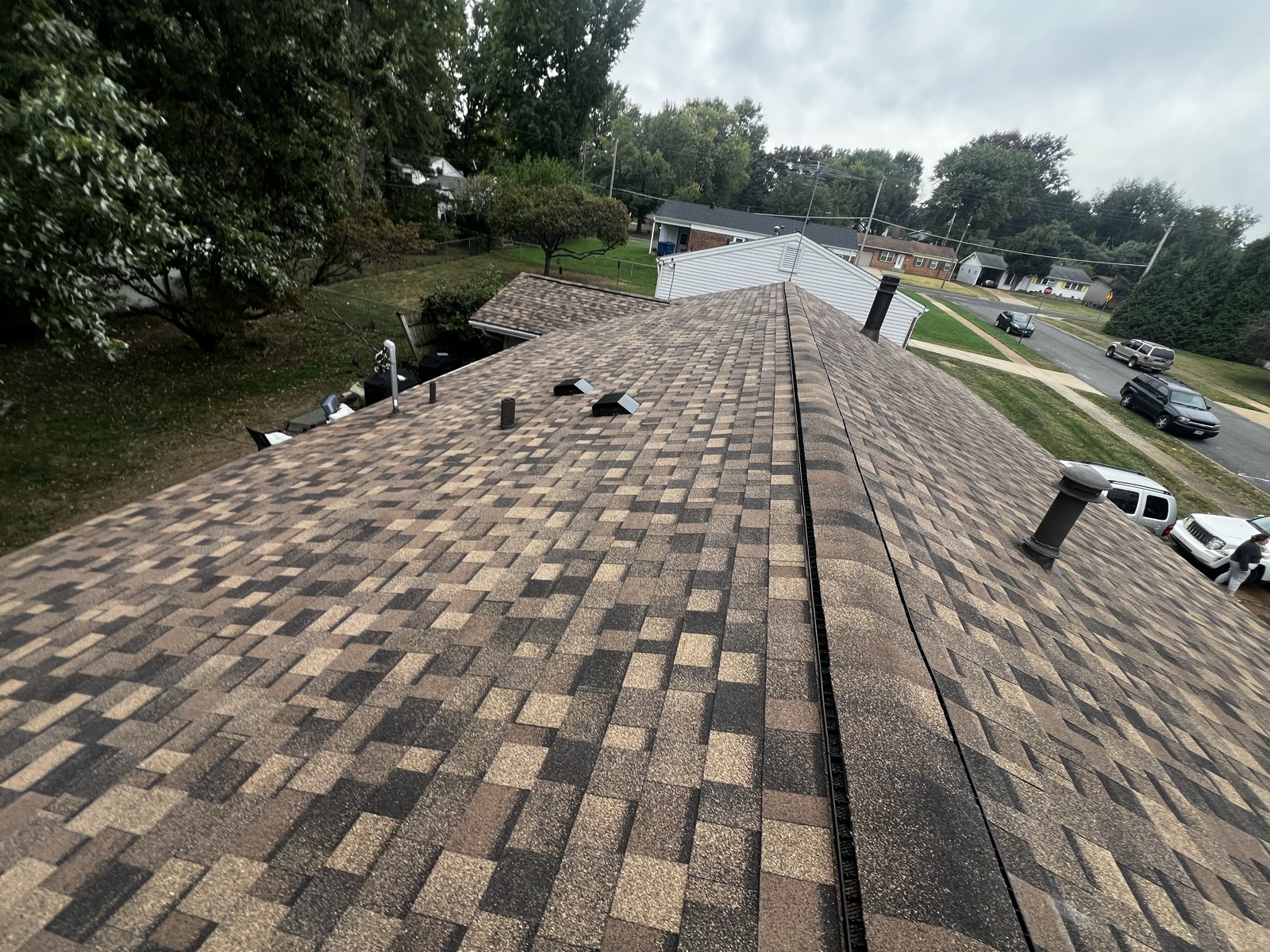 Completed roof with vents and ridge cap