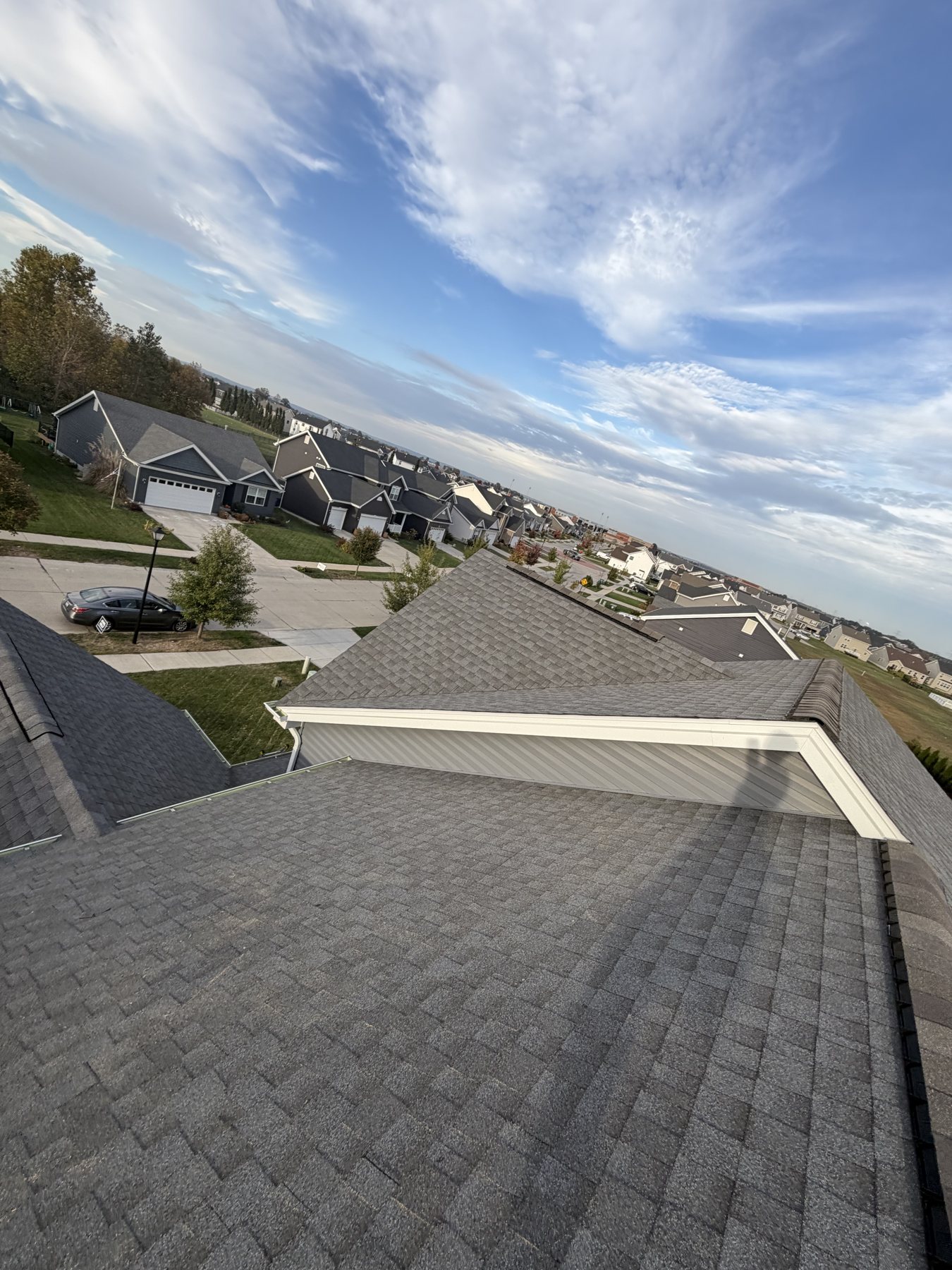 Completed roof - aerial view