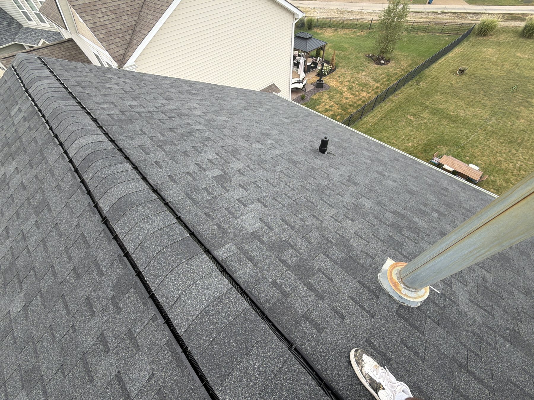 Clean ridge line on completed roof