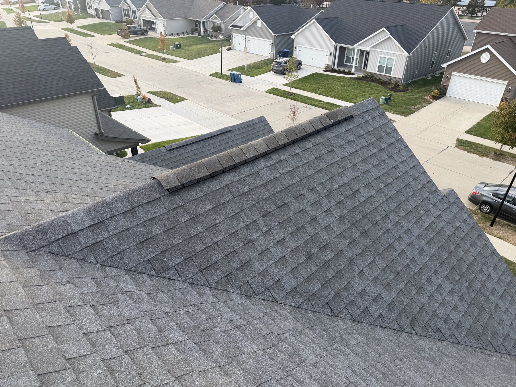 Completed roof hips and valley